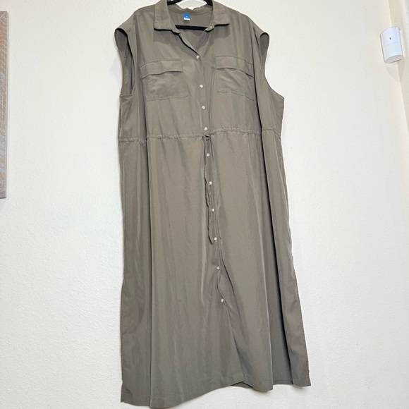 Old Navy Green Waist-Defined Utility Midi Shirt Dress 3X - Picture 4 of 8